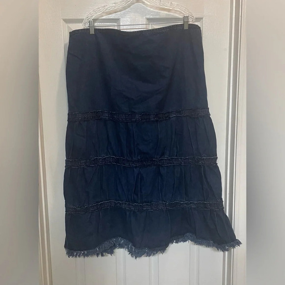 Starwear Jeans Denim Tiered Lace Up Front Skirt Women’s Size 16 100% Cotton - Picture 4 of 8